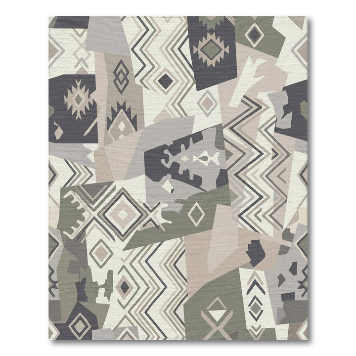 Neutral Patchwork Navajo Diamond Zigzag Rug