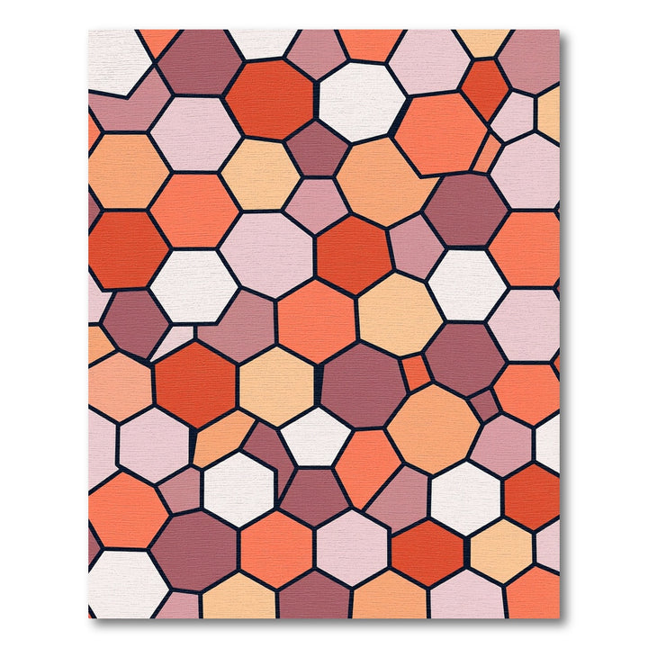 Warm Ombre Hexagon Mosaic Rug