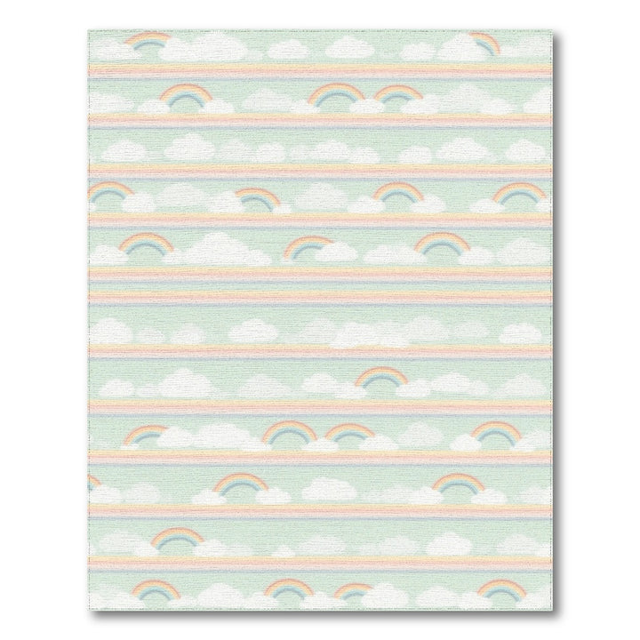 Kids Cartoon Multi-color and Patterns Pastel Rainbow Clouds Kids Area Rug