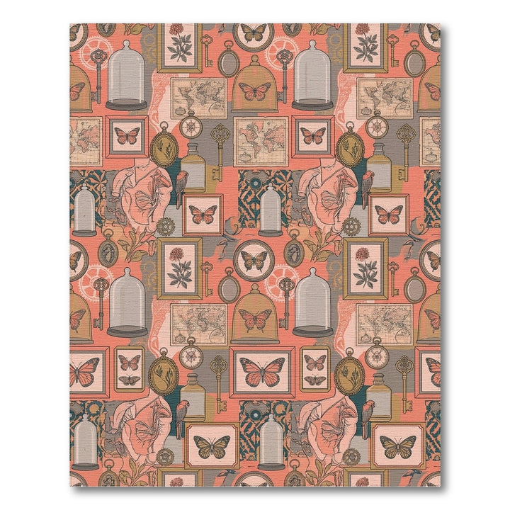 Vintage Butterfly Collage with Keys Rug
