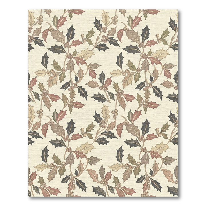 Rustic Holly Leaf Berry Branches Rug