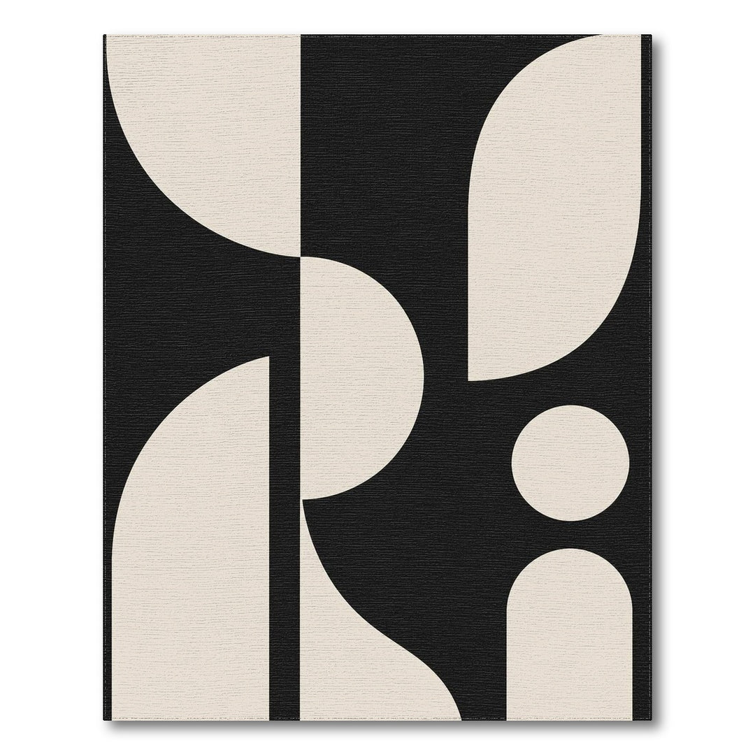 Black and White Black Beige Geometric Modern Area Rug