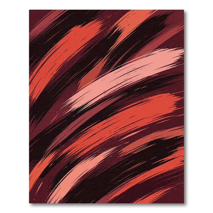 Crimson And Coral Brush Stroke Rug