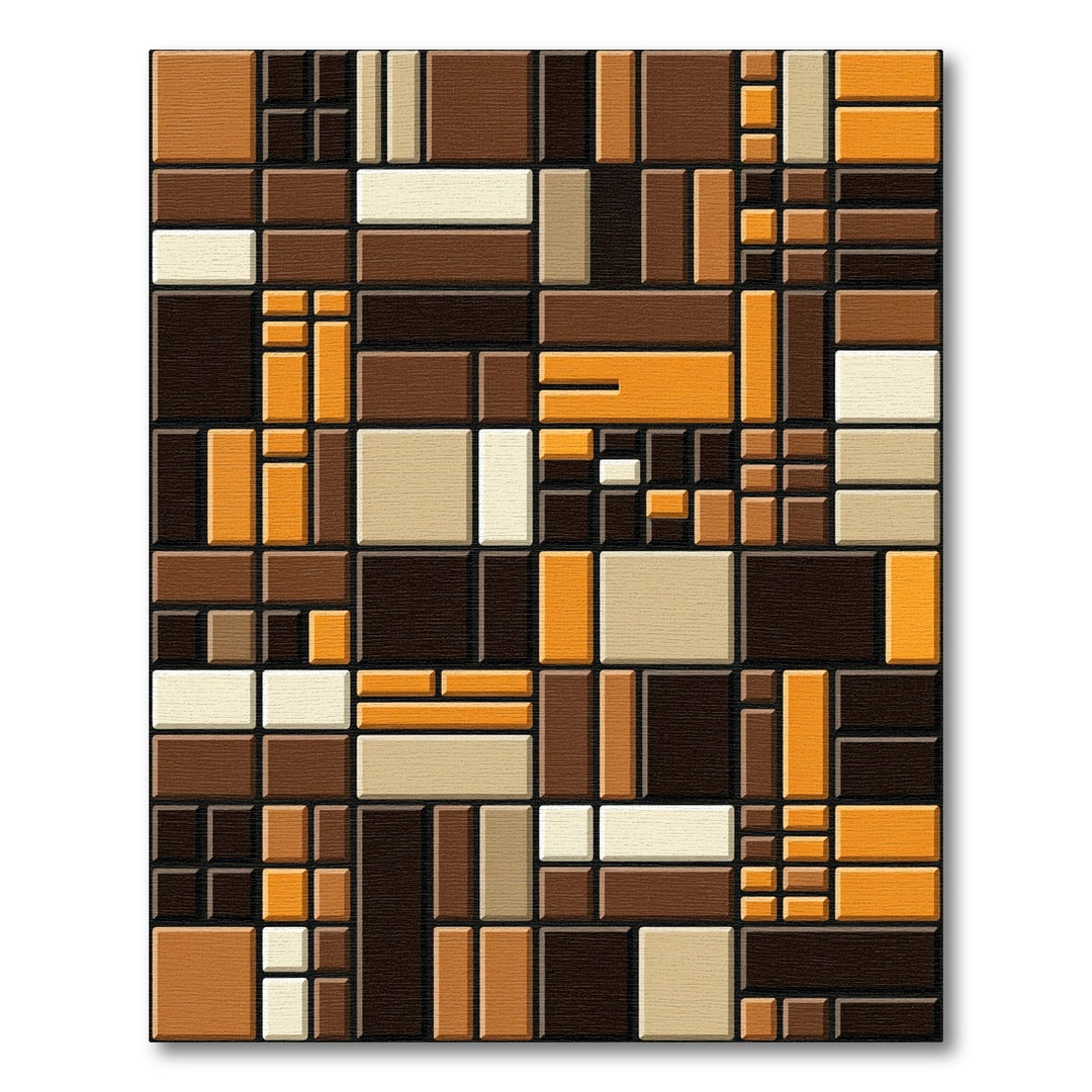 Warm Earth Tone Geometric Blocks Rug
