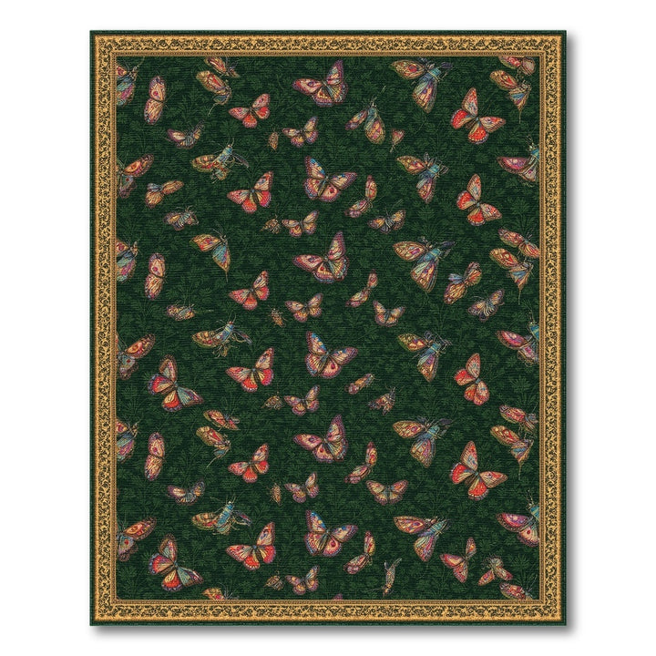 Green Butterfly Vintage Area Rug