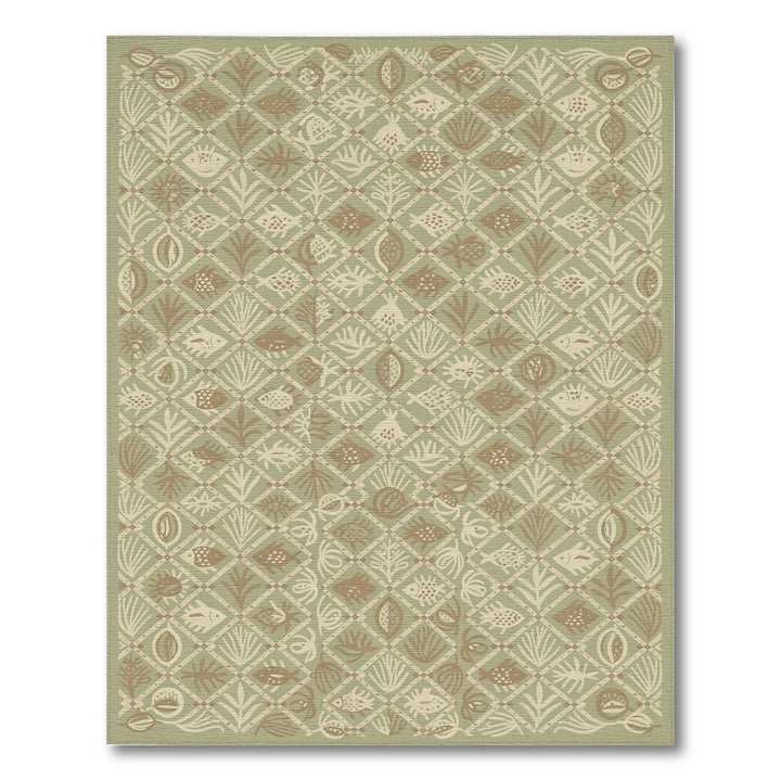 Green Coastal Fish and Pineapple Area Rug