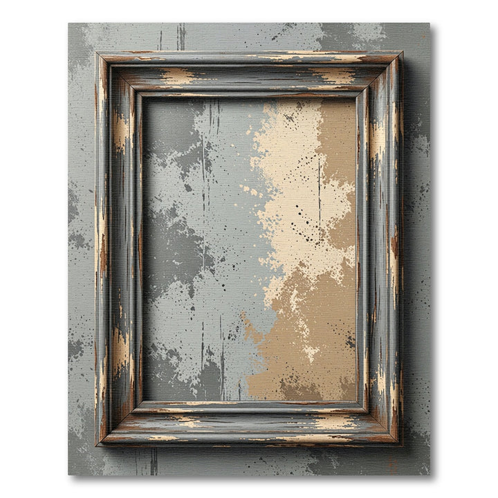 Distressed Gray Beige Splatter Abstract Rug