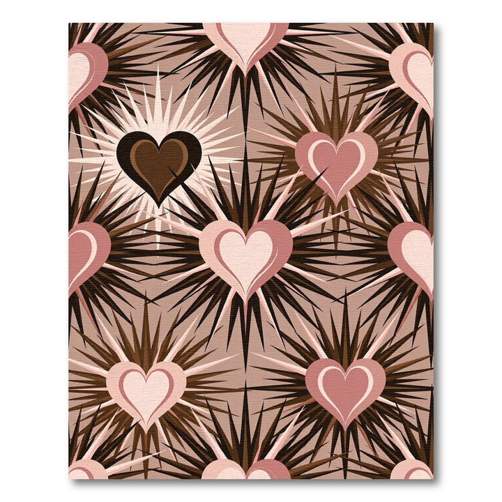 Pink Brown Heart Burst Rug