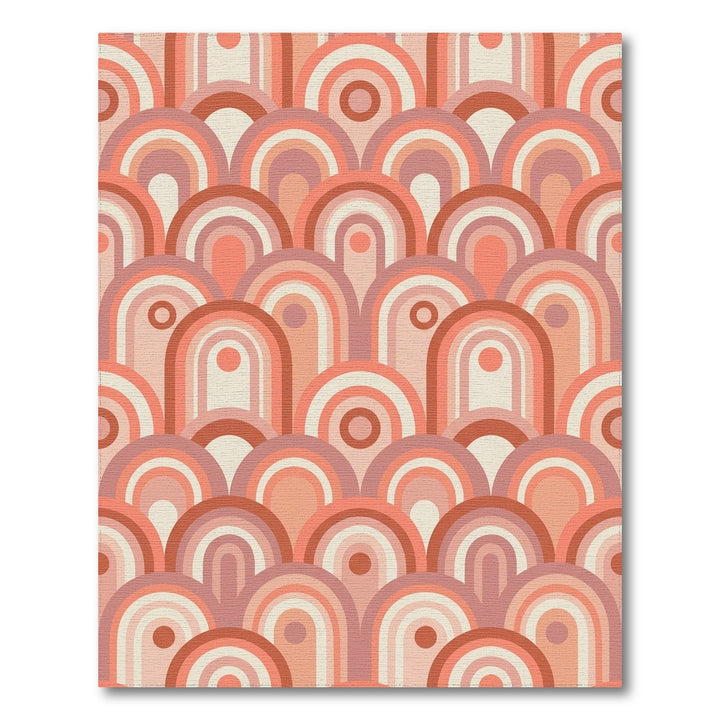 Retro Peach Layered Archway Rug