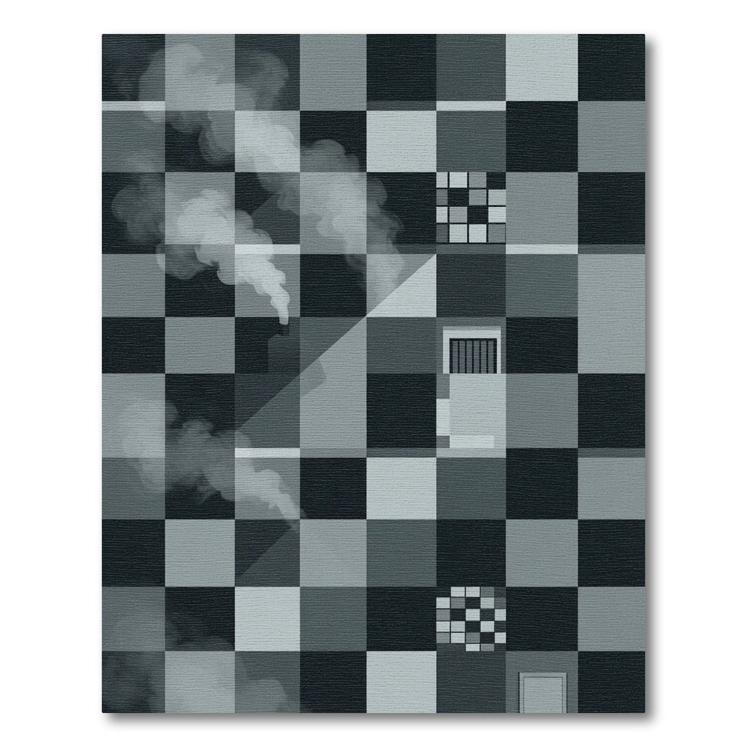 Monochromatic Chessboard Smoke Squares Rug