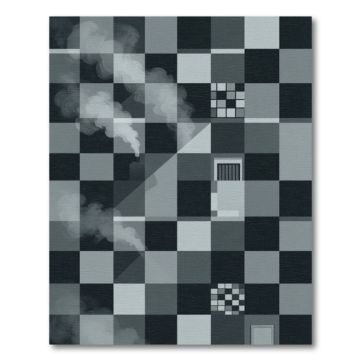 Monochromatic Chessboard Smoke Squares Rug
