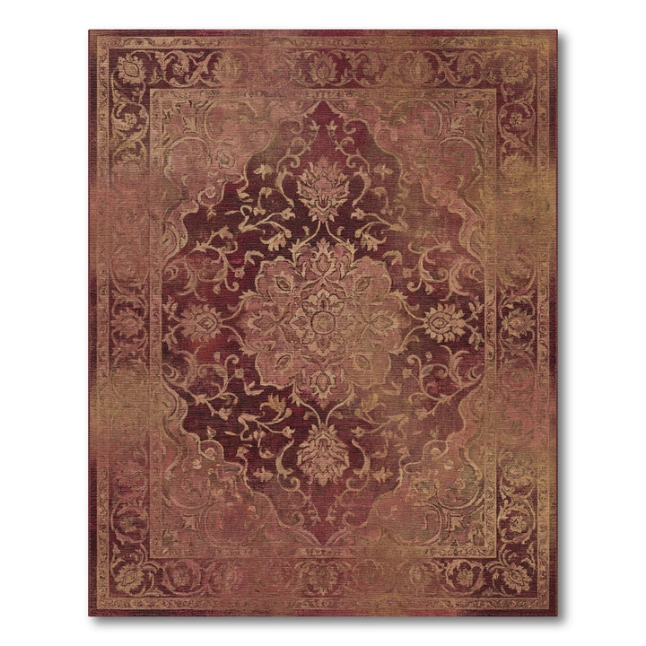 Crimson Golden Medallion Vintage Rug