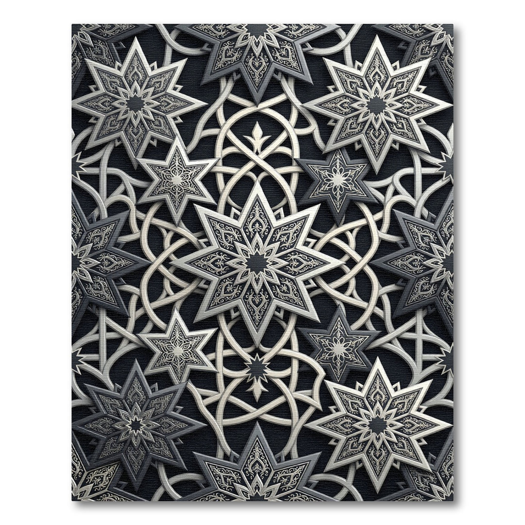 Lustrous Gray Star Intertwined Rug