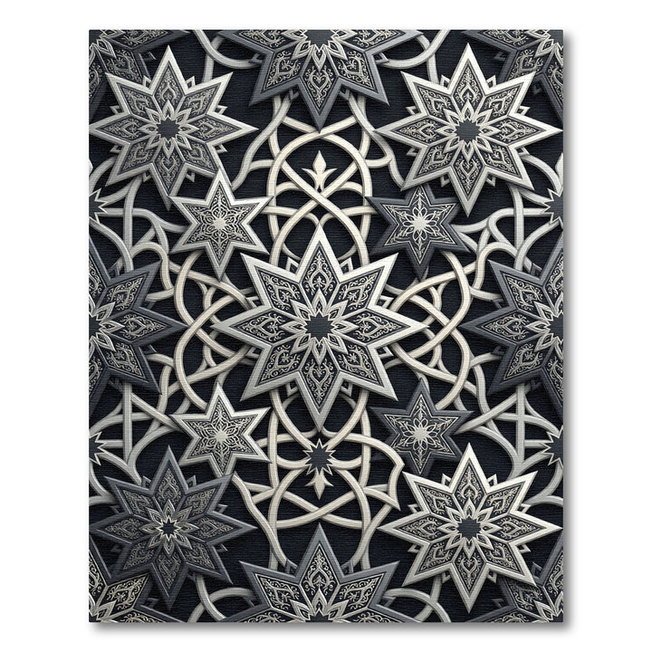 Lustrous Gray Star Intertwined Rug
