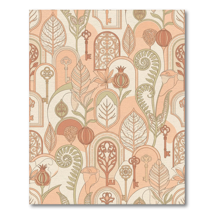 Ornate Victorian Keys Botanical Collage Rug