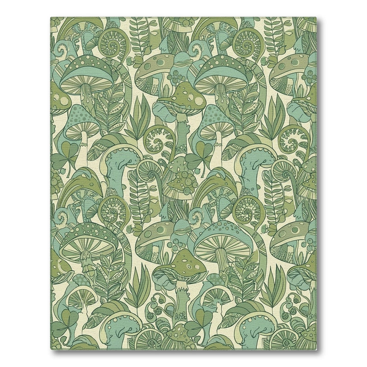Green Mushroom Forest Fantasy Rug