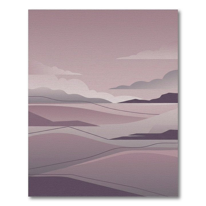 Soft Mauve Hills Abstract Landscape Rug