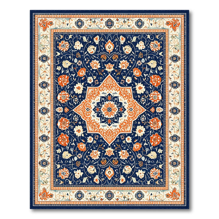 Navy Traditional Persian Navy Blue Persian Floral Area Rug