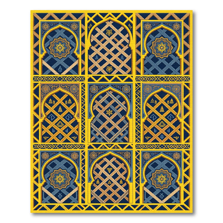 Azure Geometric Arches Rug