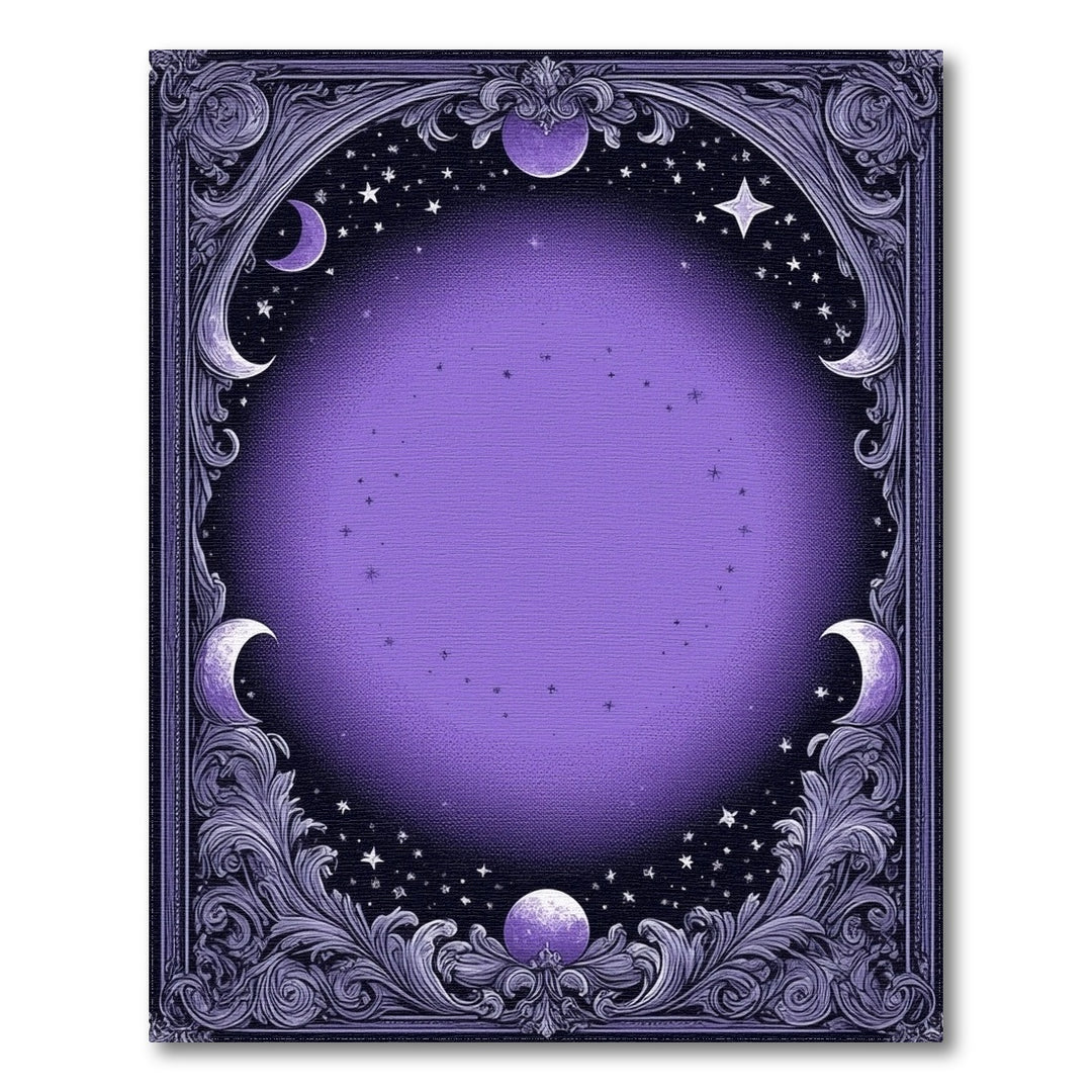 Celestial Purple Moon and Stars Area Rug