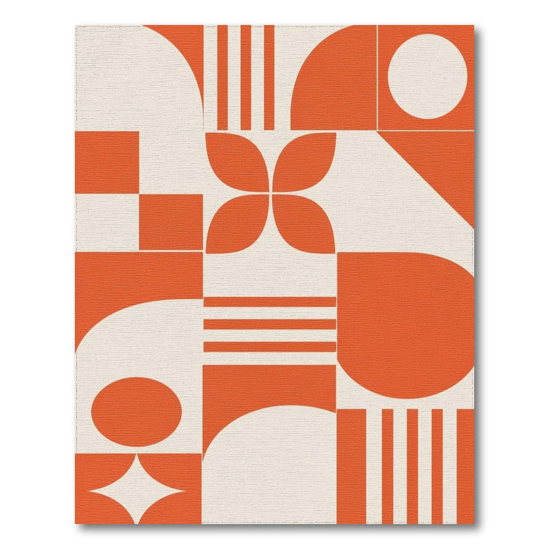 Bold Orange Geometric Area Rug