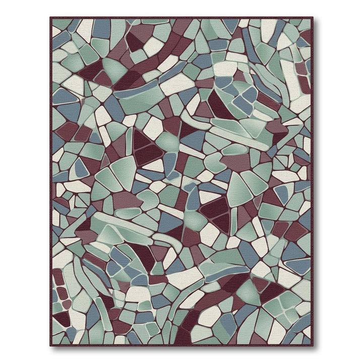 Crimson Teal Broken Stone Mosaic Rug