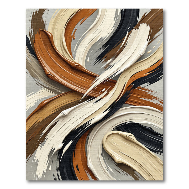 Abstract Swirls Cream Brown Black Rug