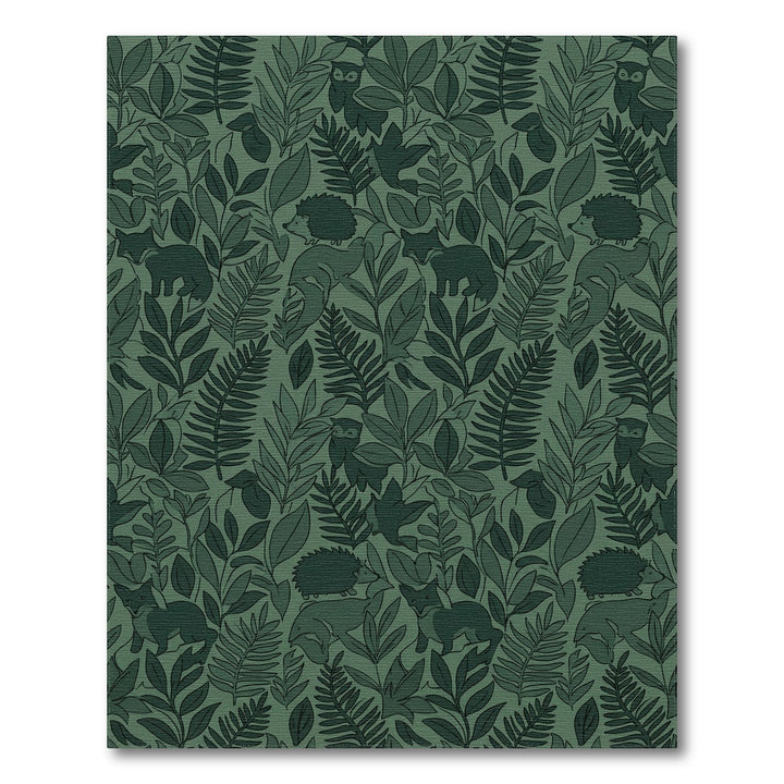 Forest Woodland Creatures Green Landscape Rug