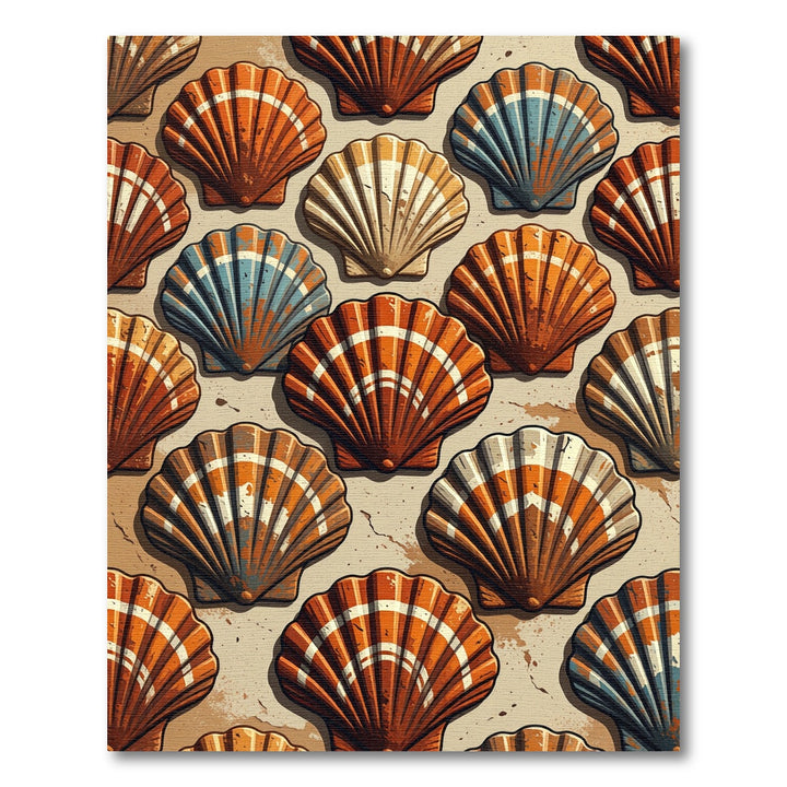 Coastal Orange And Blue Shell Pattern Rug