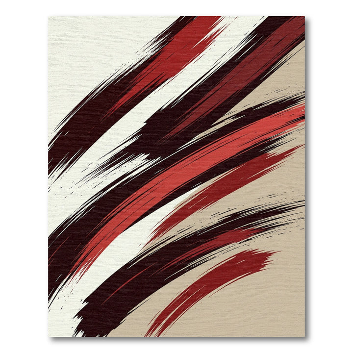 Crimson Scarlet Abstract Brush Stroke Rug