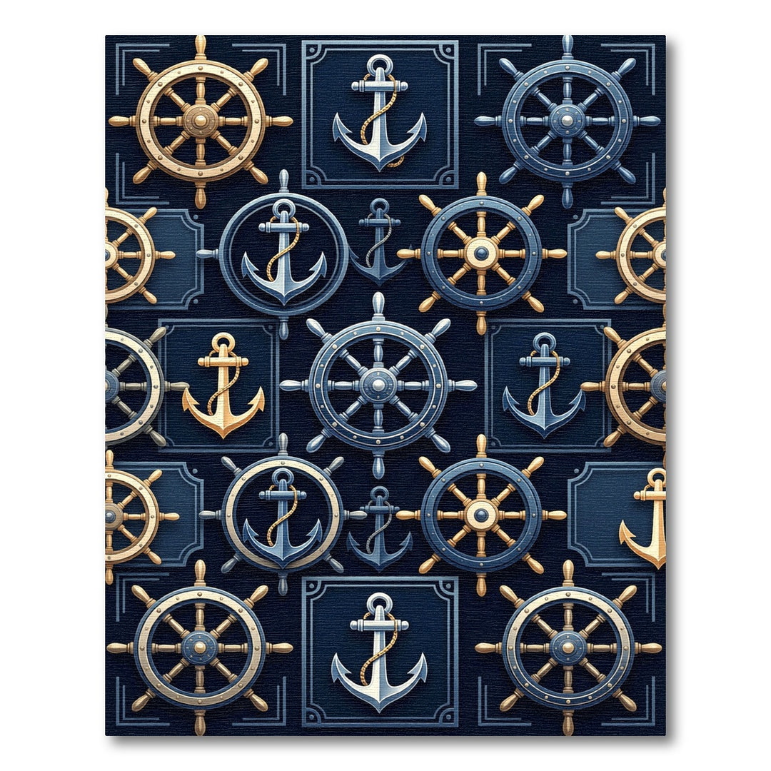 Nautical Helm and Anchor Combination Rug