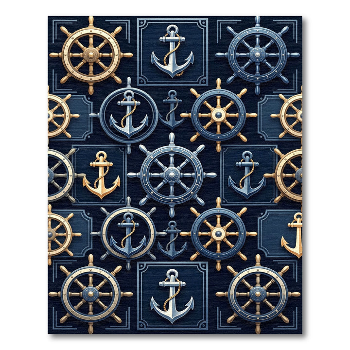 Nautical Helm and Anchor Combination Rug