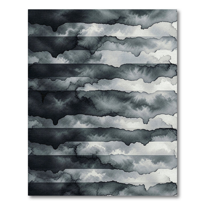 Abstract Black Gray Watercolor Stripe Rug