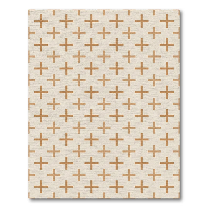 Neutral Beige Cross Repeat Rug