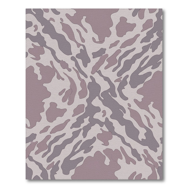 Mauve And Gray Organic Camouflage Rug