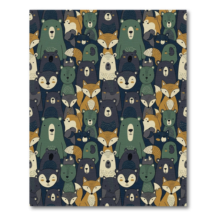 Woodland Creatures Autumn Folk Art Rug