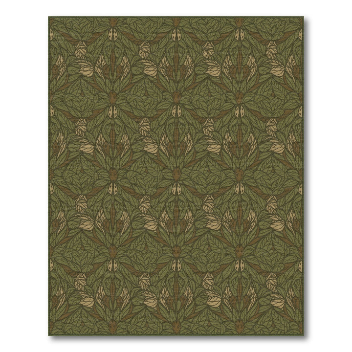 Green Floral Vintage Area Rug