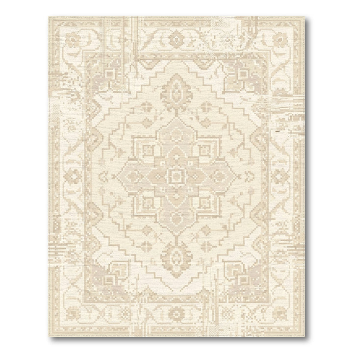 Textured Neutral Mandala Medallion Rug