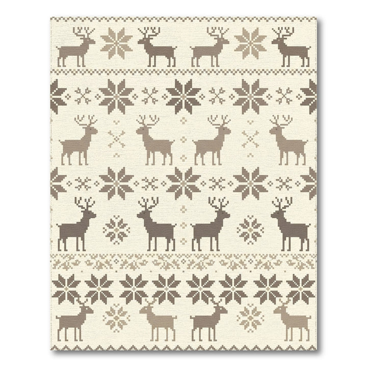 Rustic Beige Deer Snowflake Jacquard Rug