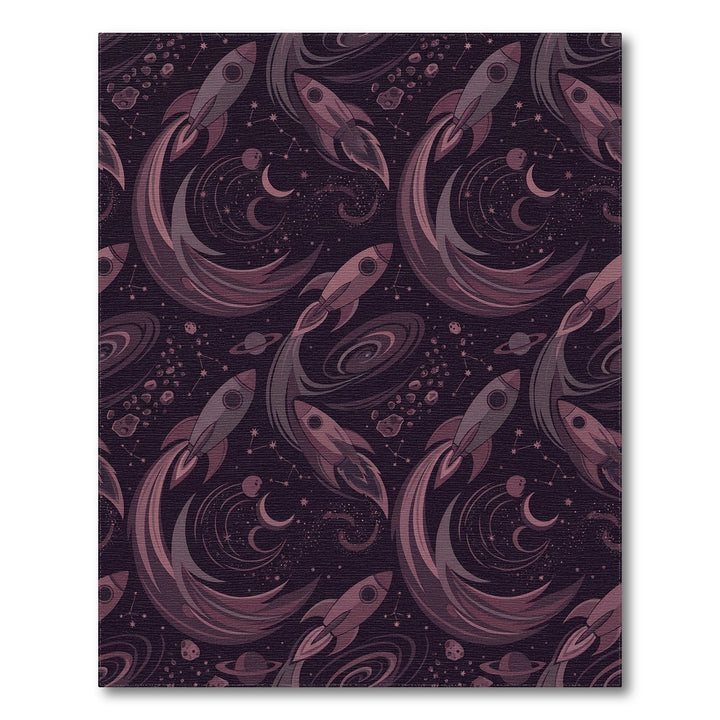 Cosmic Rocket Voyage With Stars Rug