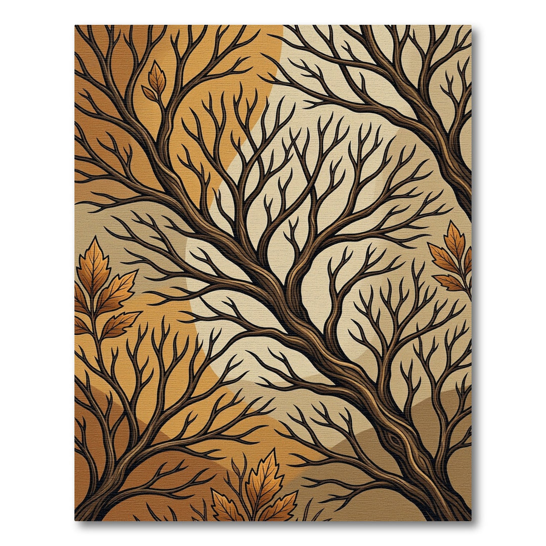 Autumn Branches Brown Sepia Art Rug