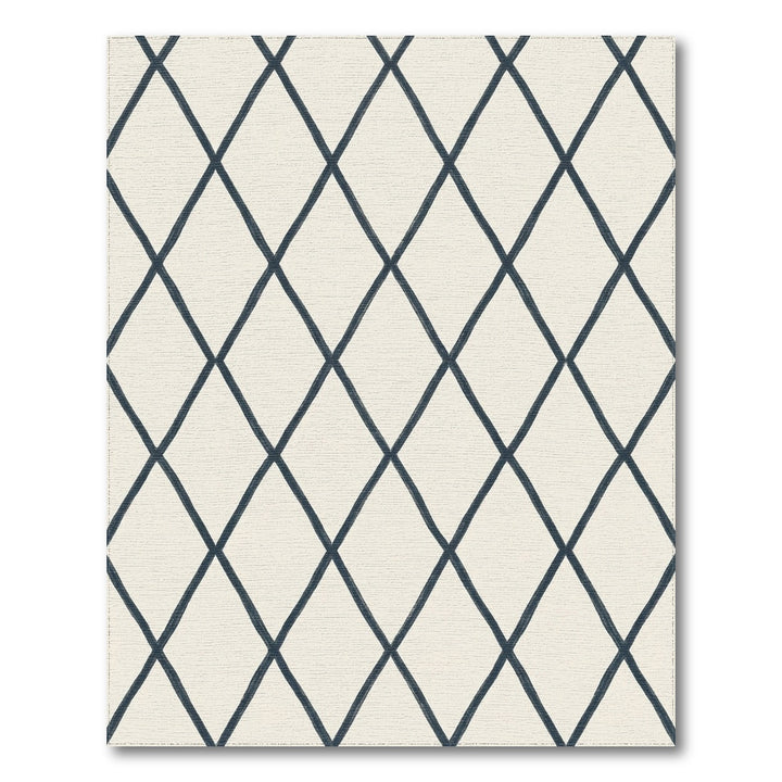 Classic Indigo Diamond Grid Rug