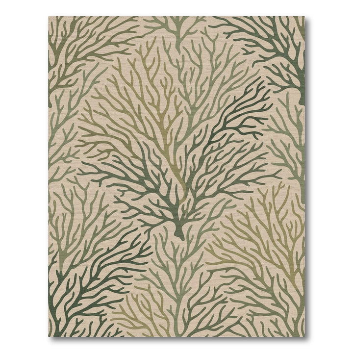 Earthy Green Branching Tree Texture Rug