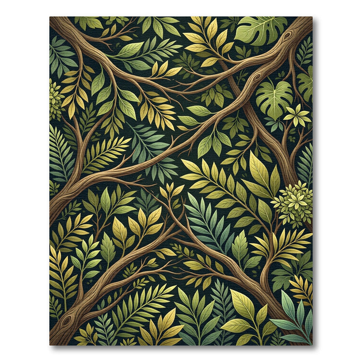 Elegant Verdant Branch Foliage Art Rug