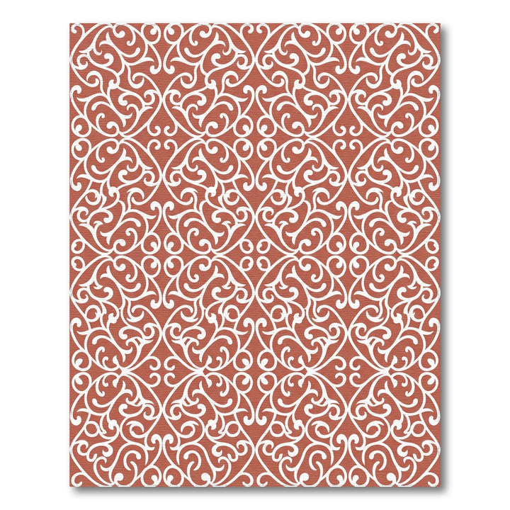 Terracotta White Intricate Swirl Arabesque Rug