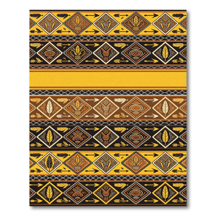 Tribal Yellow Brown Arrow Diamond Rug