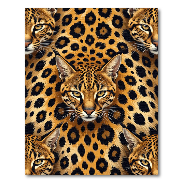 Fierce Leopard Spots Feline Face Rug