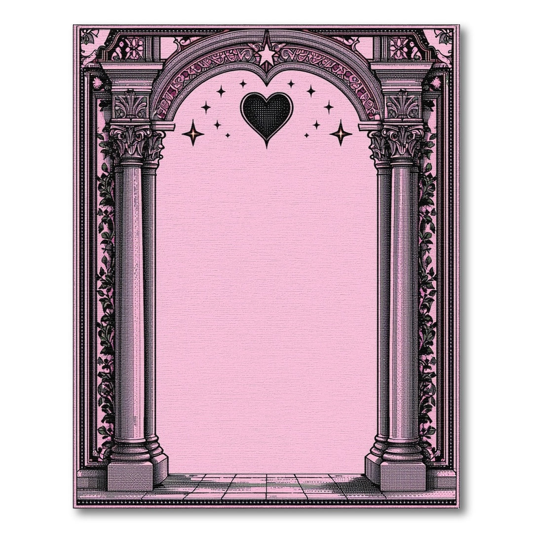 Pink Heart Arch Floral Vintage Area Rug