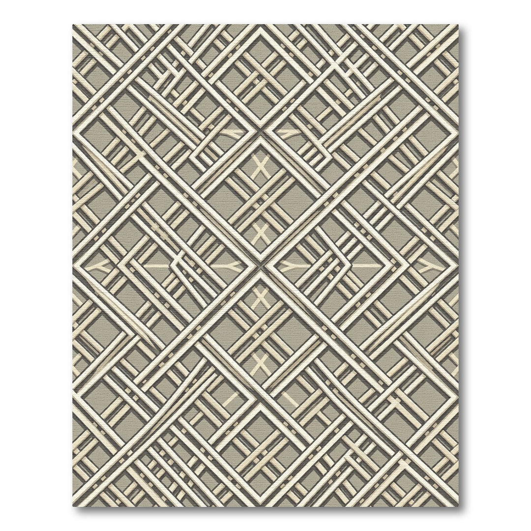 Geometric Lattice Bamboo Weave Rug