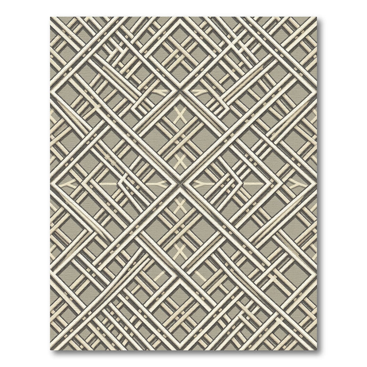 Geometric Lattice Bamboo Weave Rug